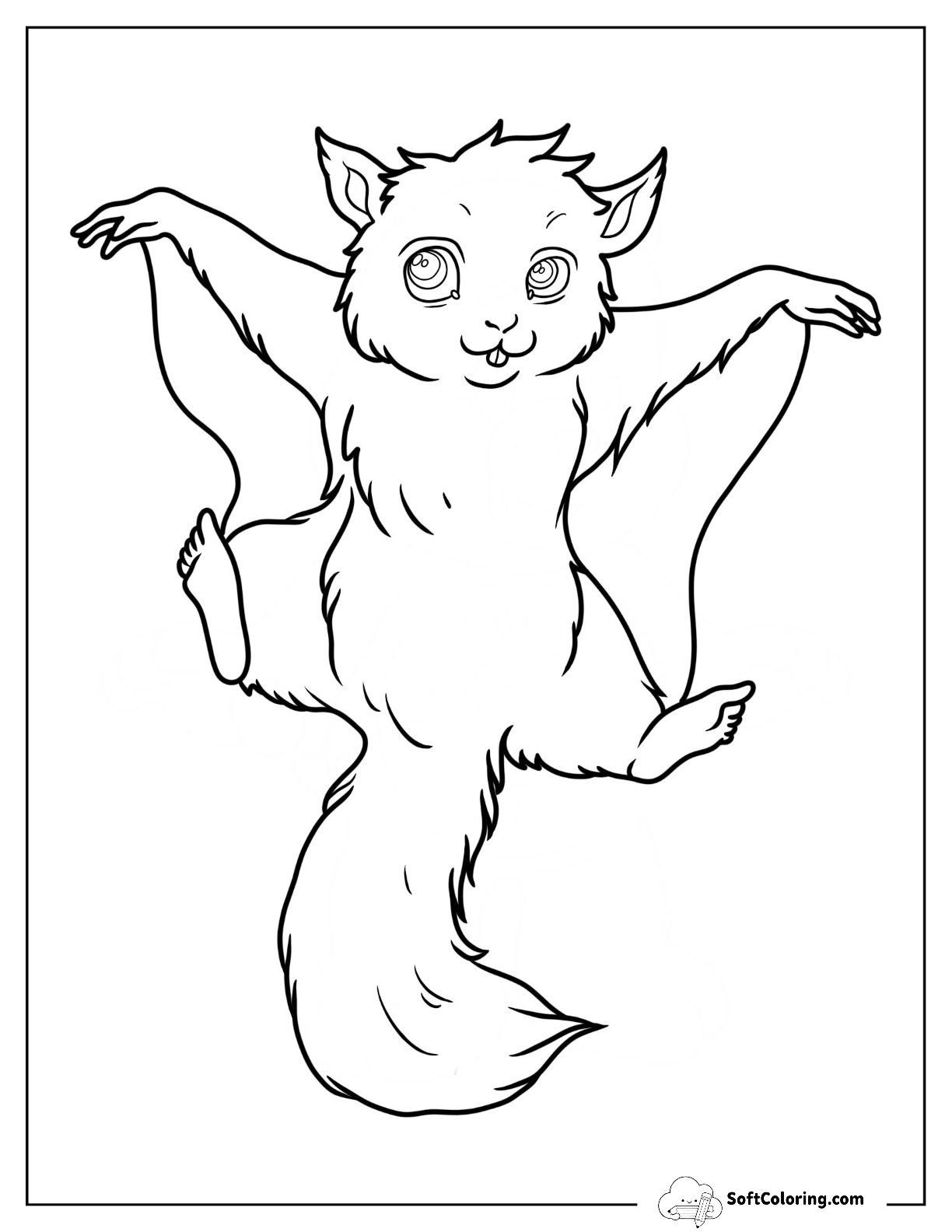 Simple Squirrel Coloring Page Gliding In The Air