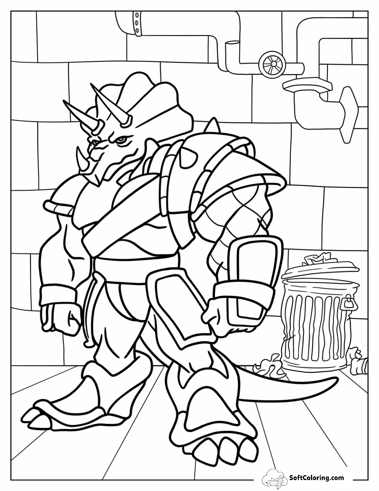 Ninja Turtles Coloring Page Of Simple Traximus