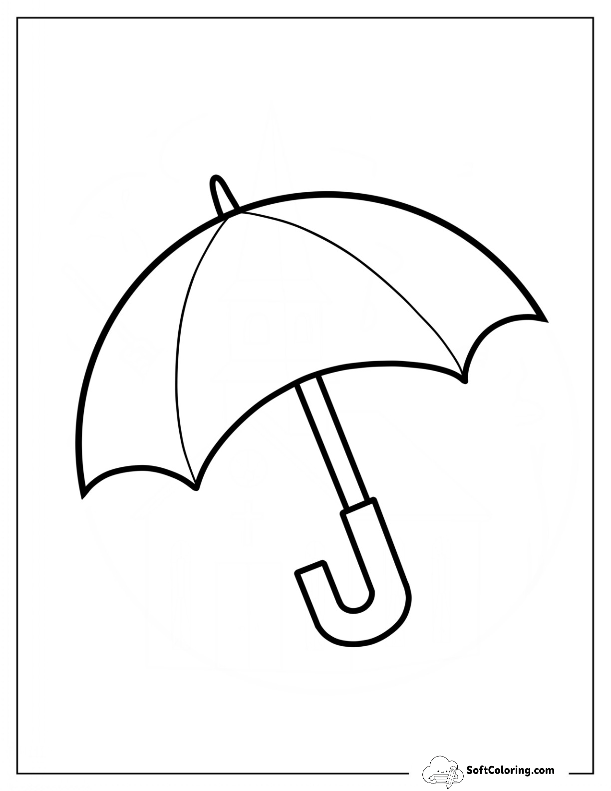 Rain Coloring Page Of Simple Umbrella Outline