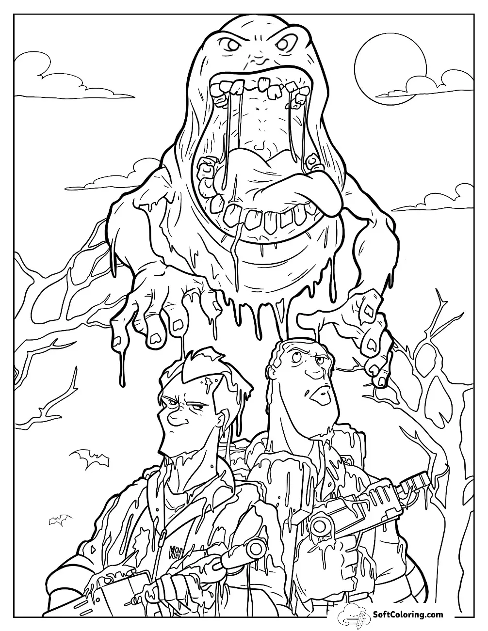 Ghostbusters Of Slimer Dripping Slime On Zeddemore And Stantz
