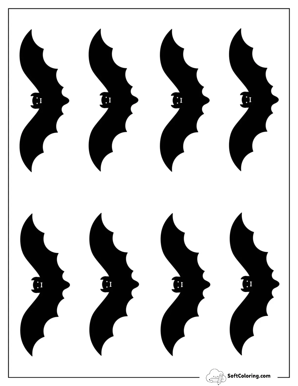 Small Black Basic Bat Template For Kids