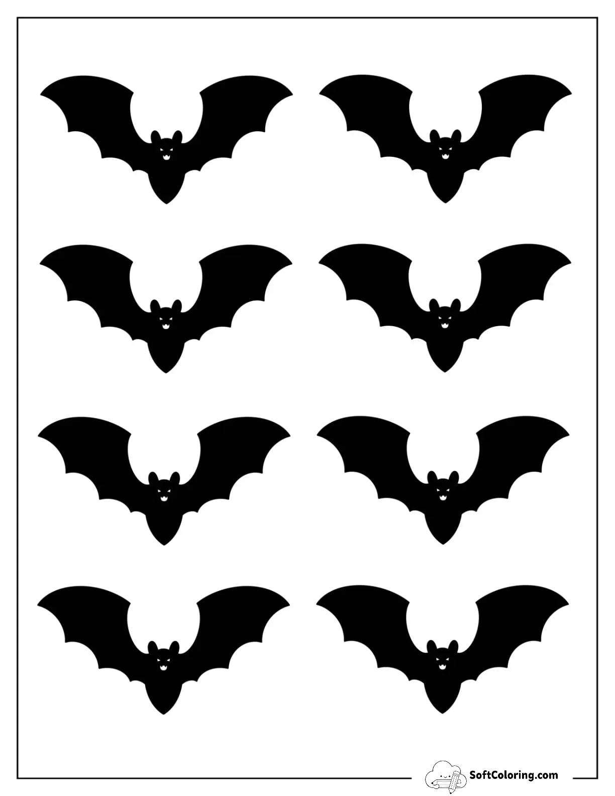 Small Black Scary Bat Template