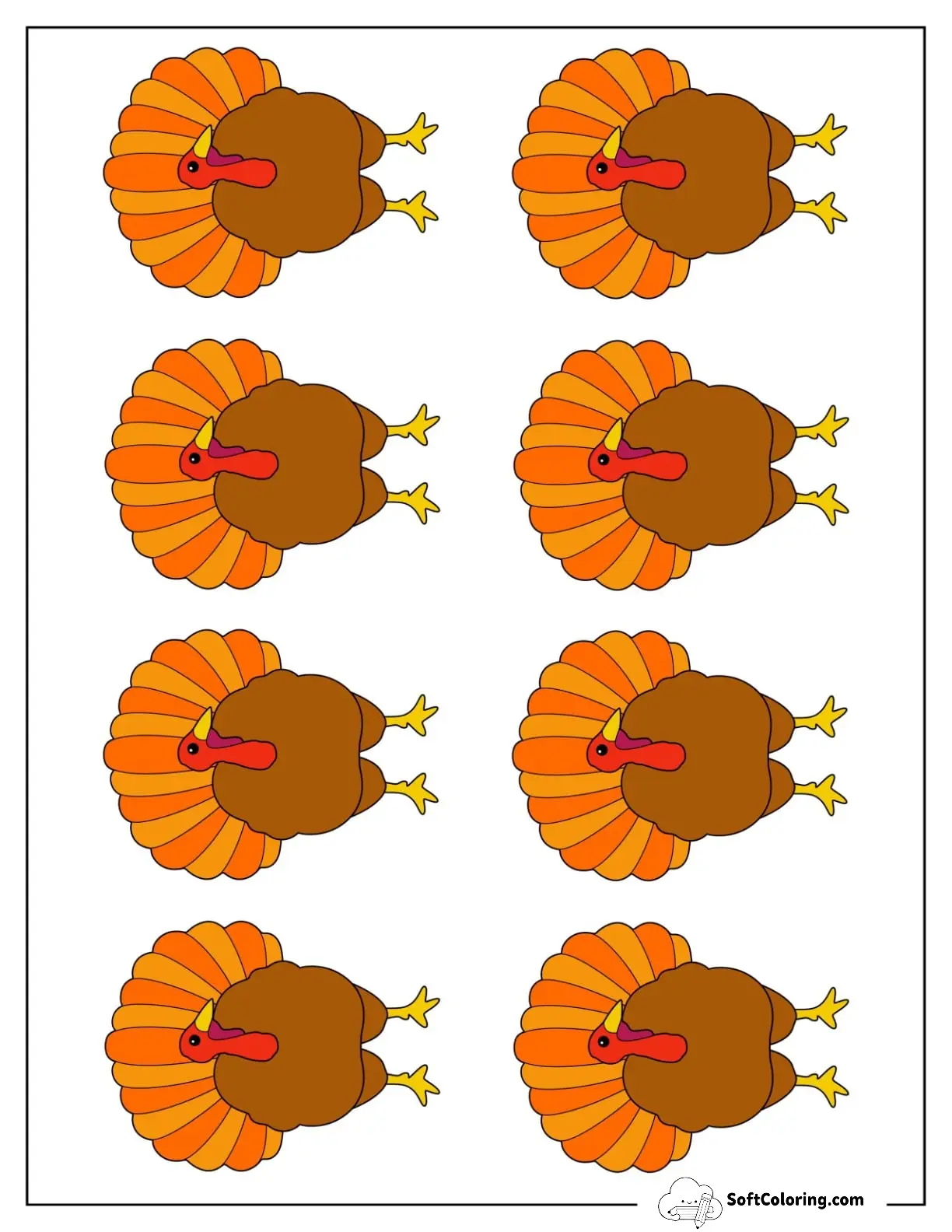 Small Colored Realistic Turkey Template