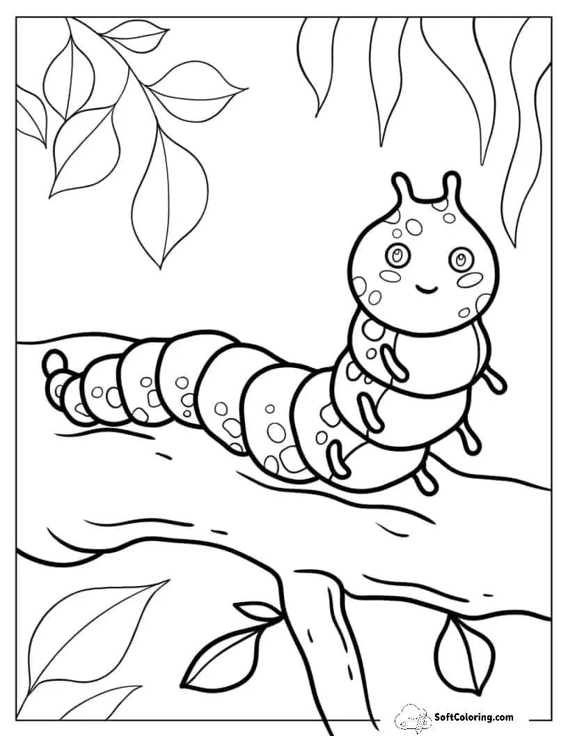 Smiling Caterpillar On Tree