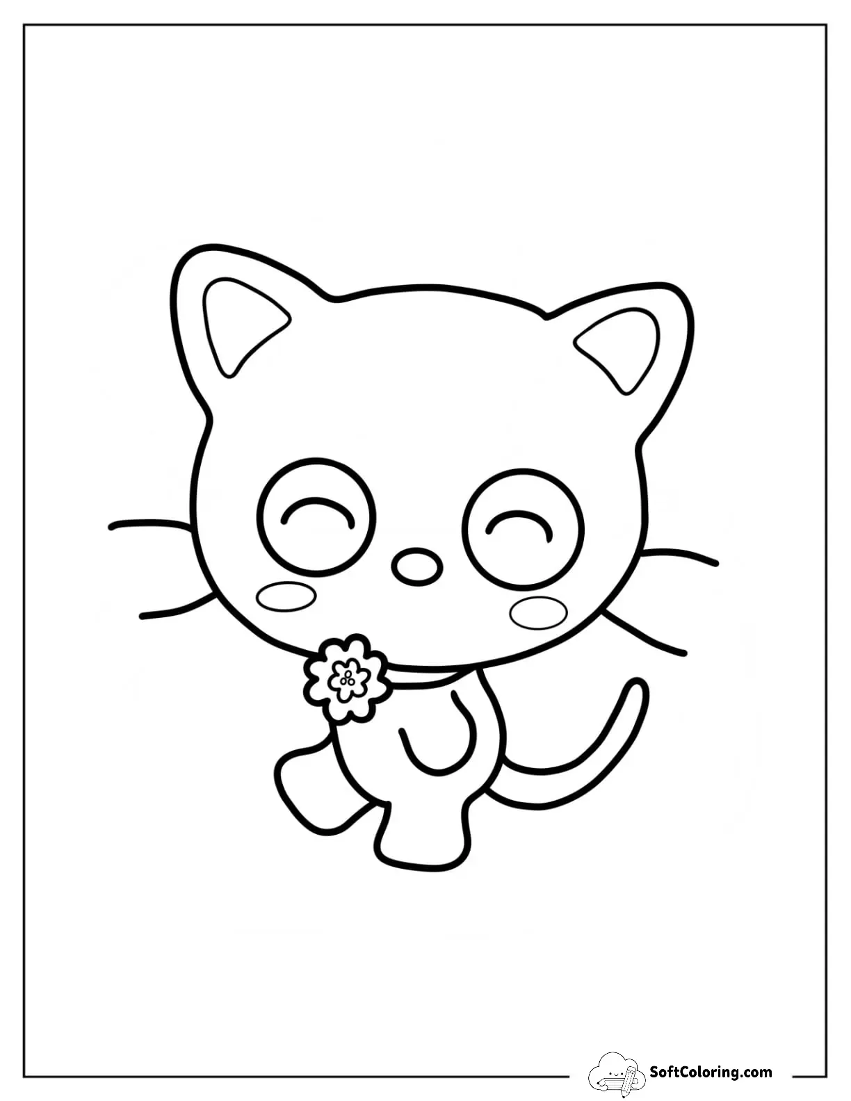 Smiling Chococat With Flower Necklace Coloring Page