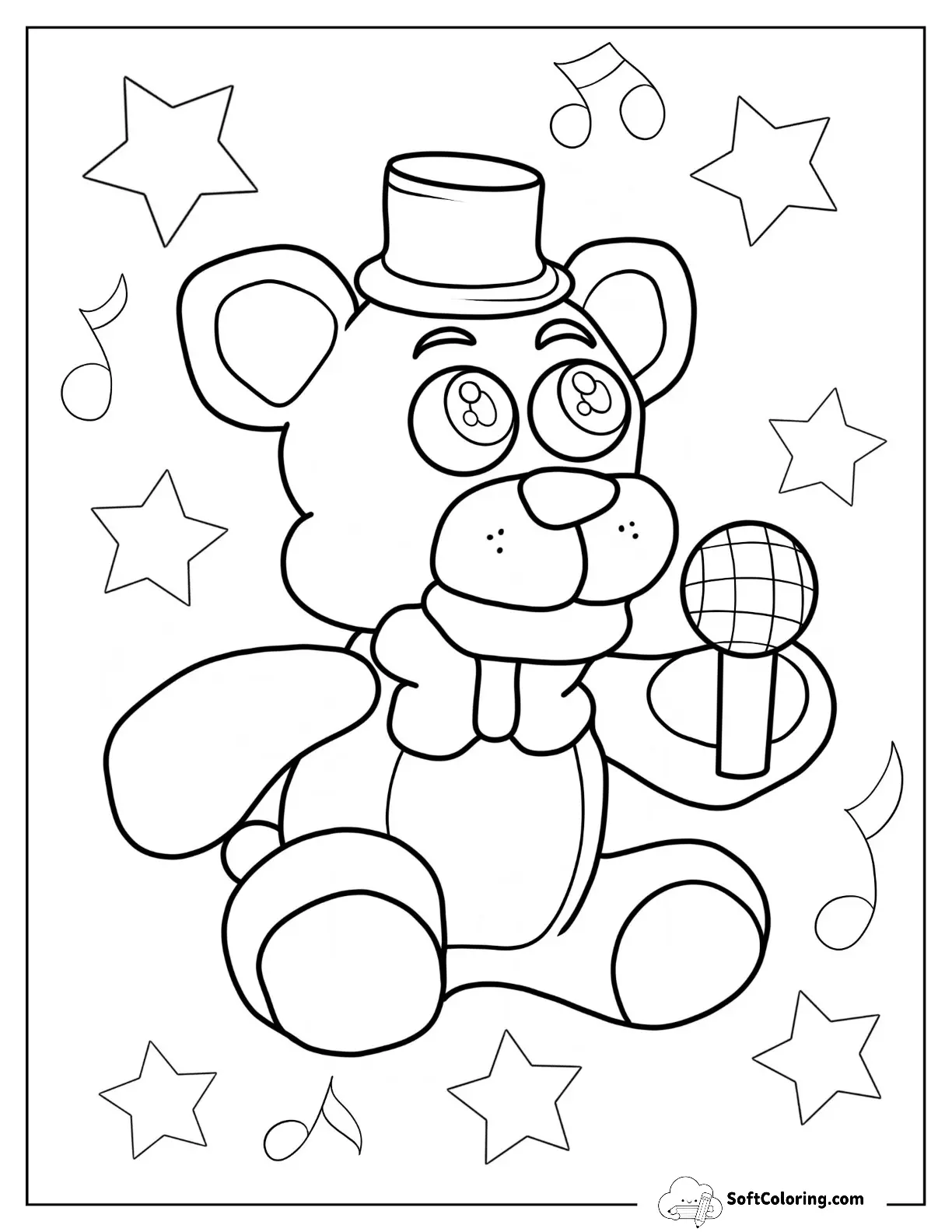 Five Nights At Freddy's Coloring Page Of Smiling Freddy Fazbear