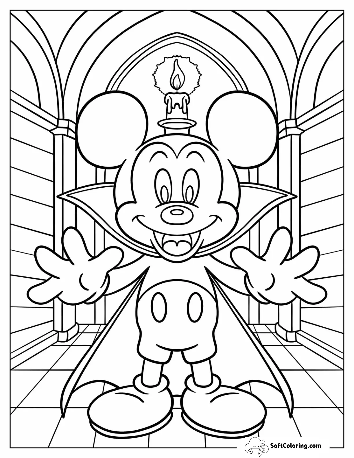 Smiling Vampire Mickey Mouse In Castle For Kids