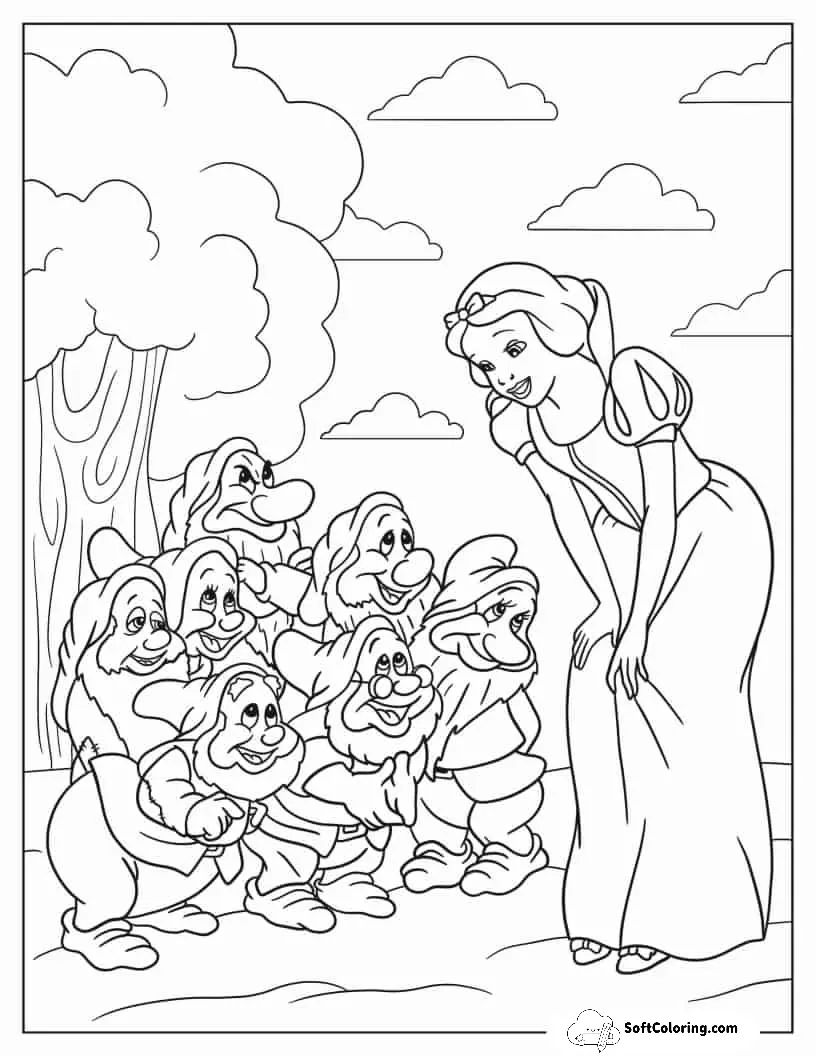 Snow White And The Seven Dwarves Coloring Page