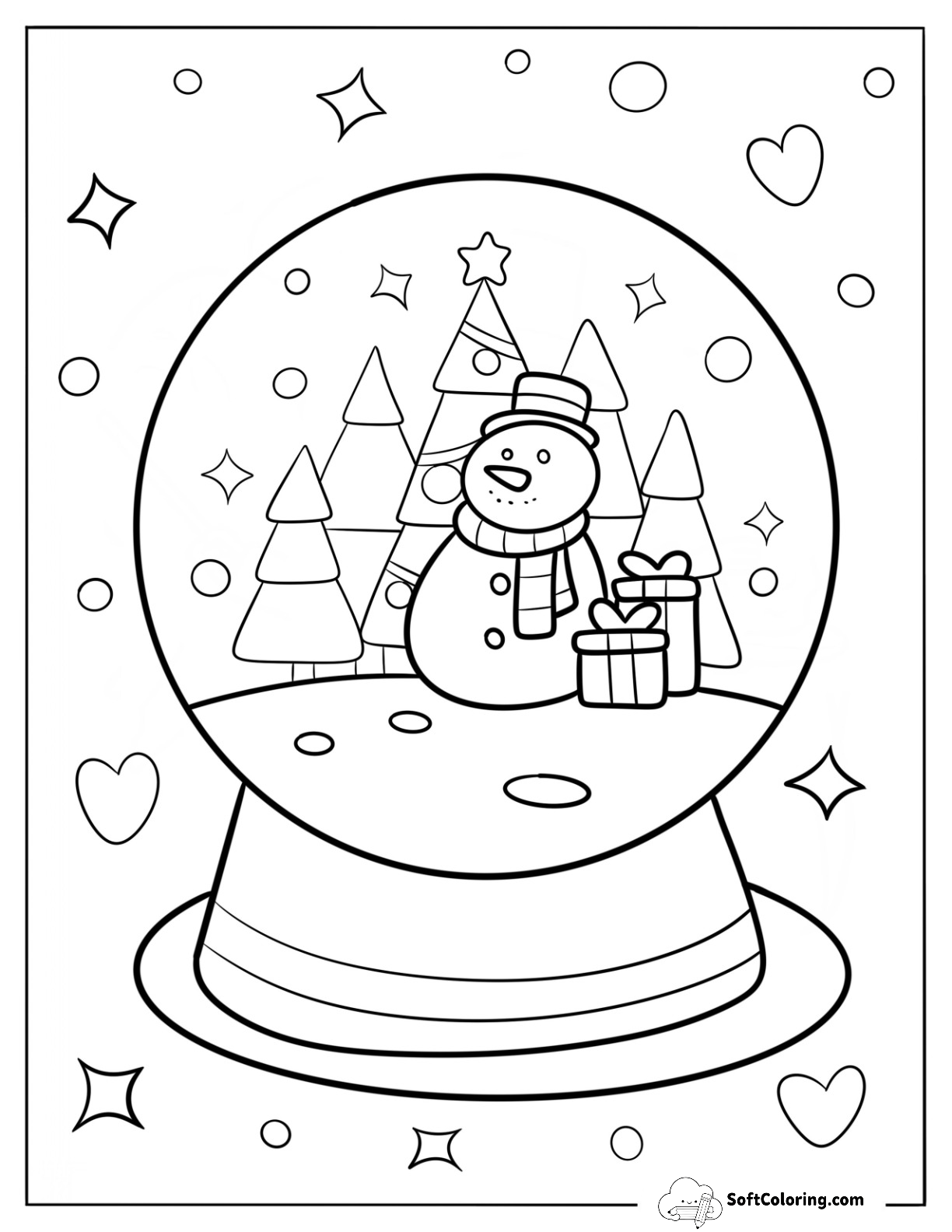 Snowman With Trees And Presents