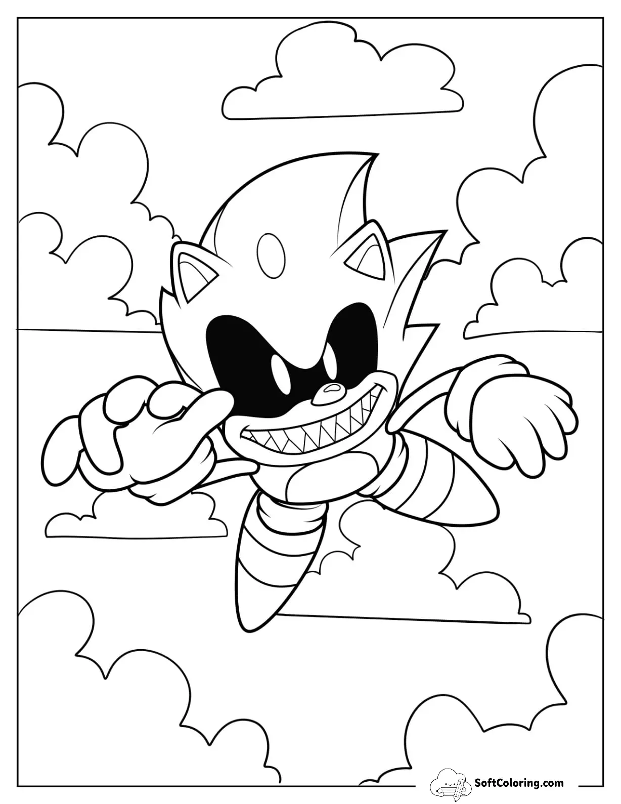 Sonic Exe Coloring Page Flying