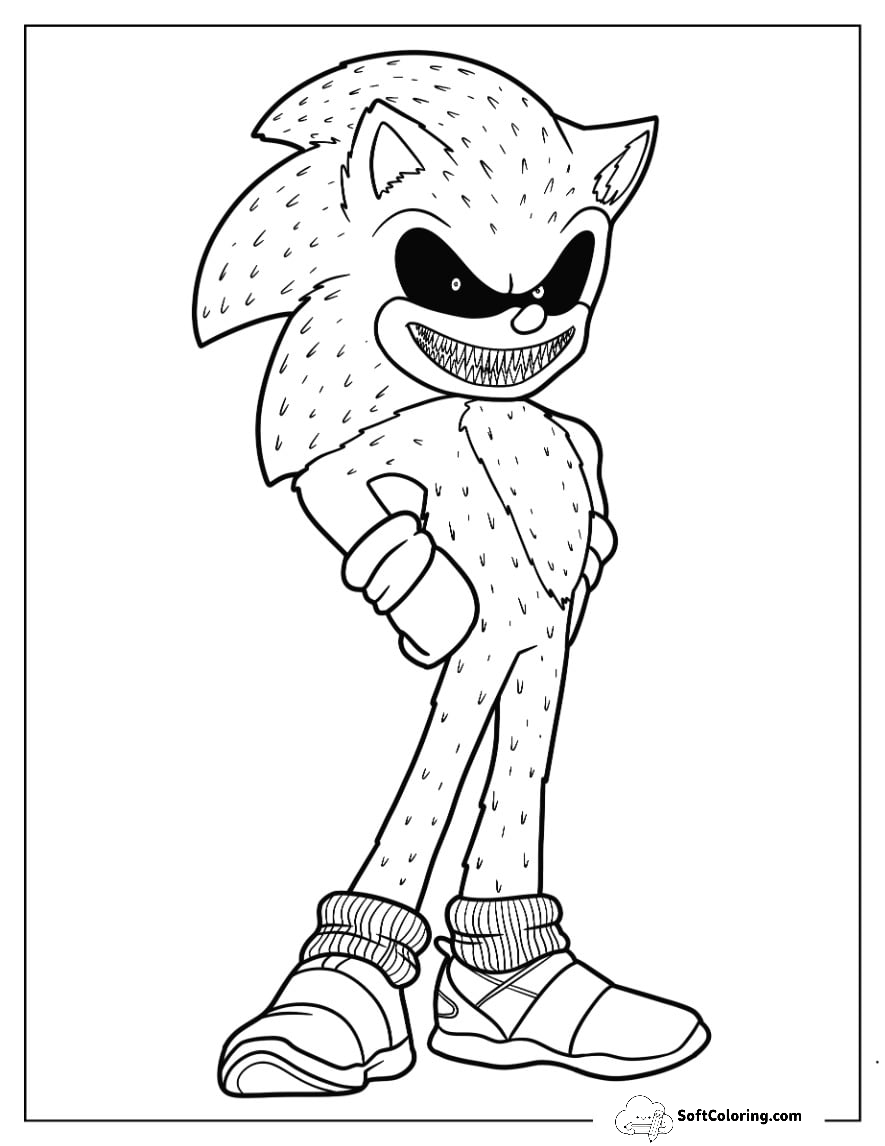 Sonic Exe Coloring Page With Scary Grin