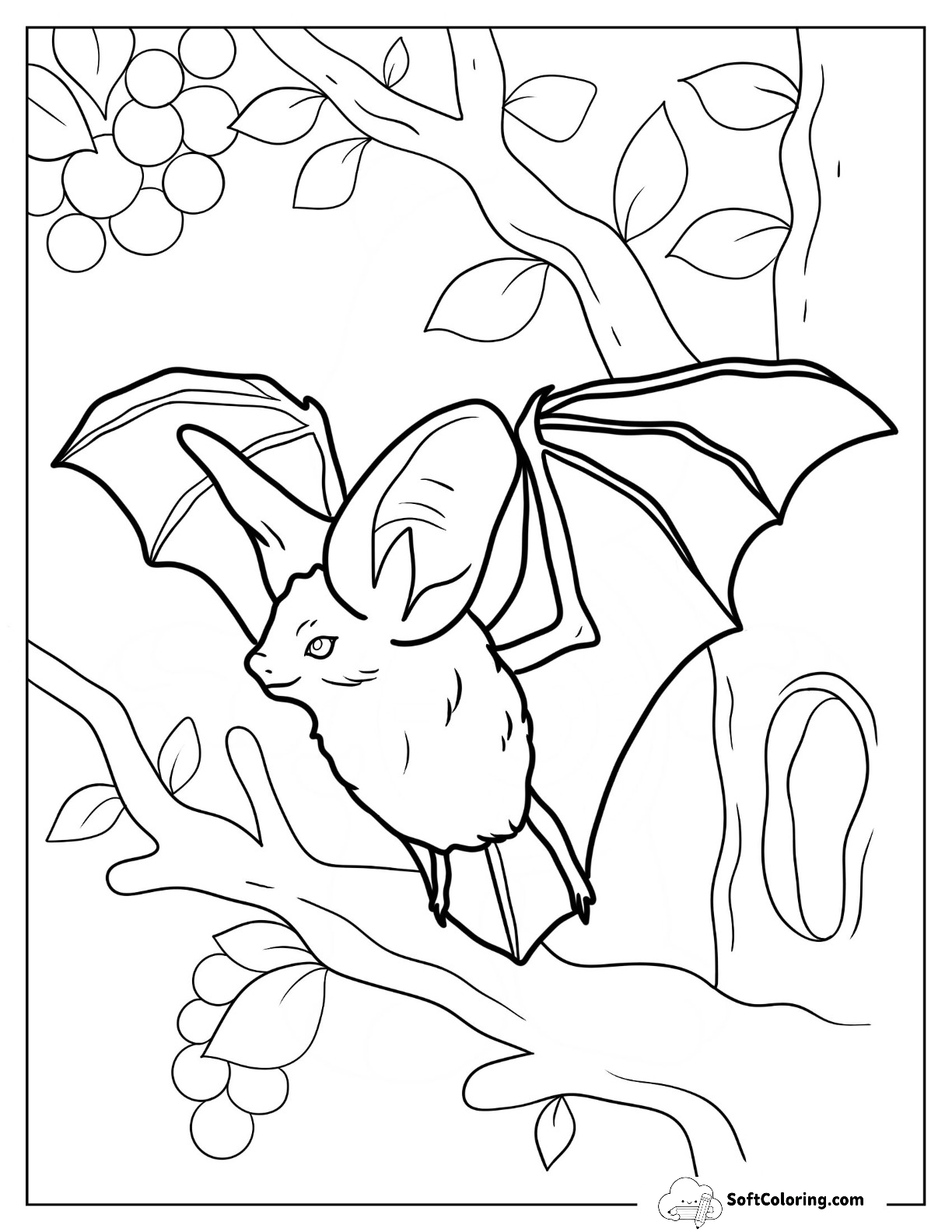Fruit Bat Coloring Page Flying
