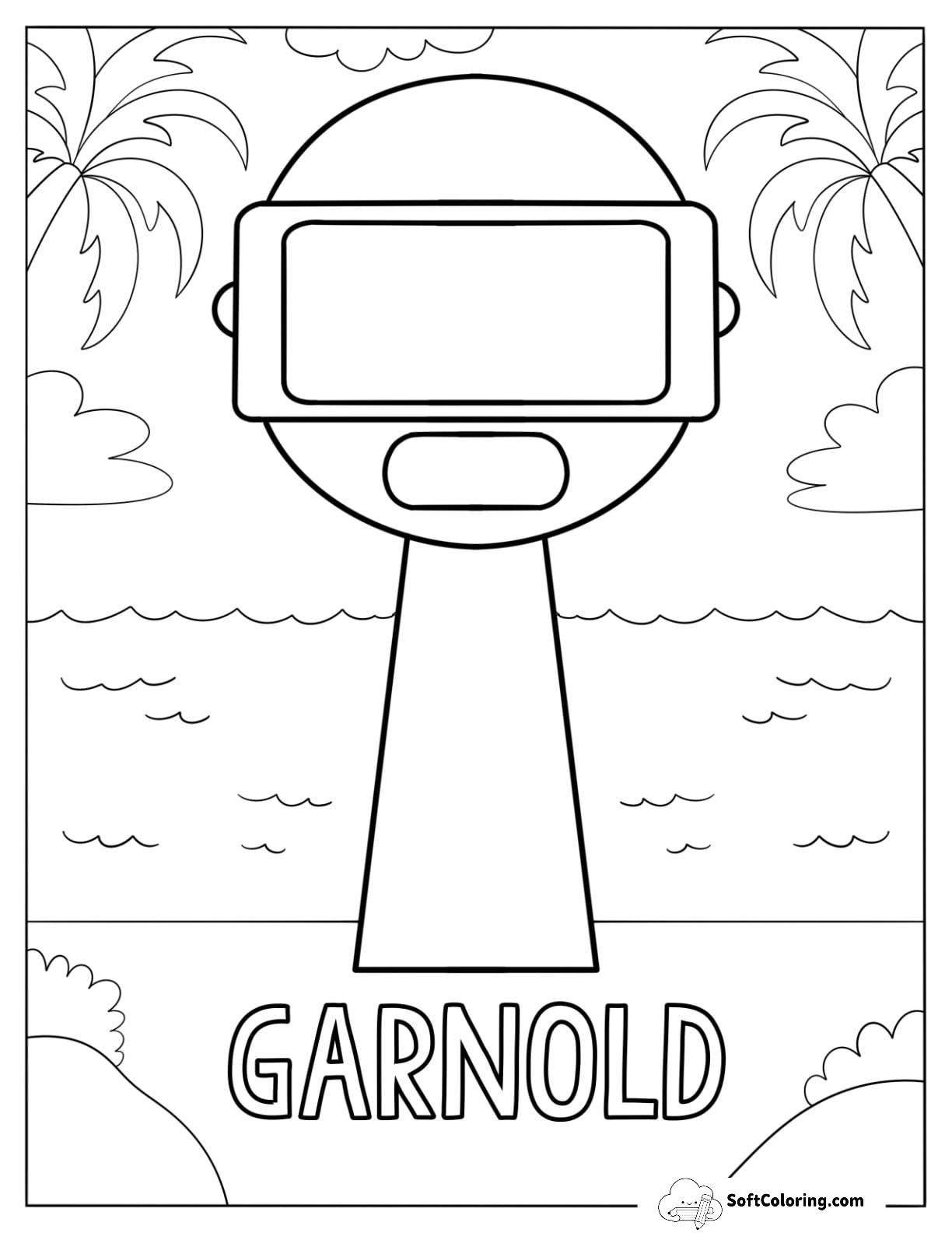 Sprunki Coloring Page Of Garnold At The Beach