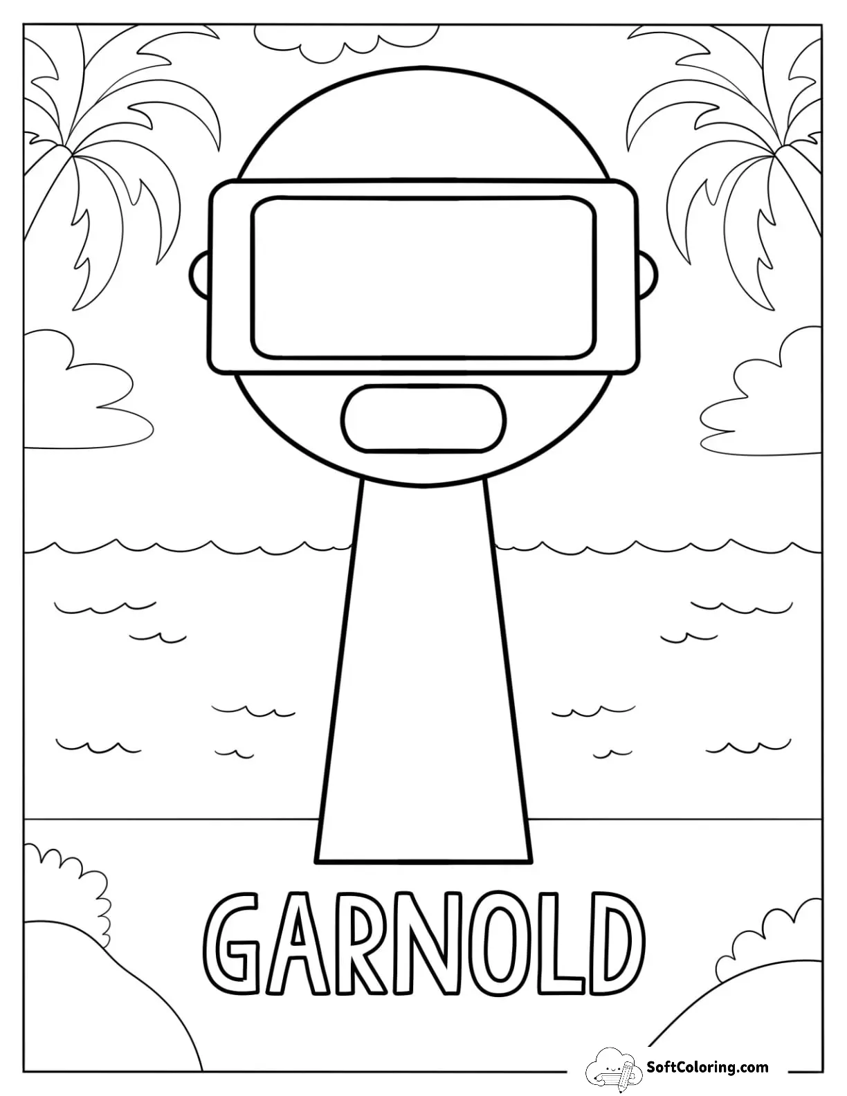 Sprunki Coloring Page Of Garnold At The Beach