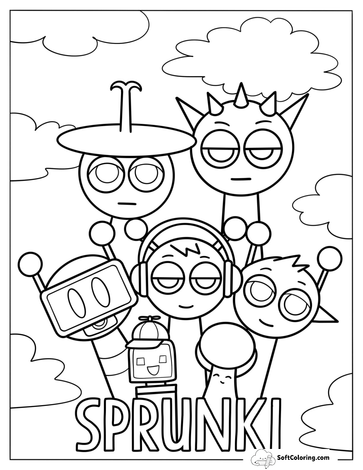 Mr. Fun Computer, Tree, Simon, Orange, Fun Bot, Clukr, And Raddy