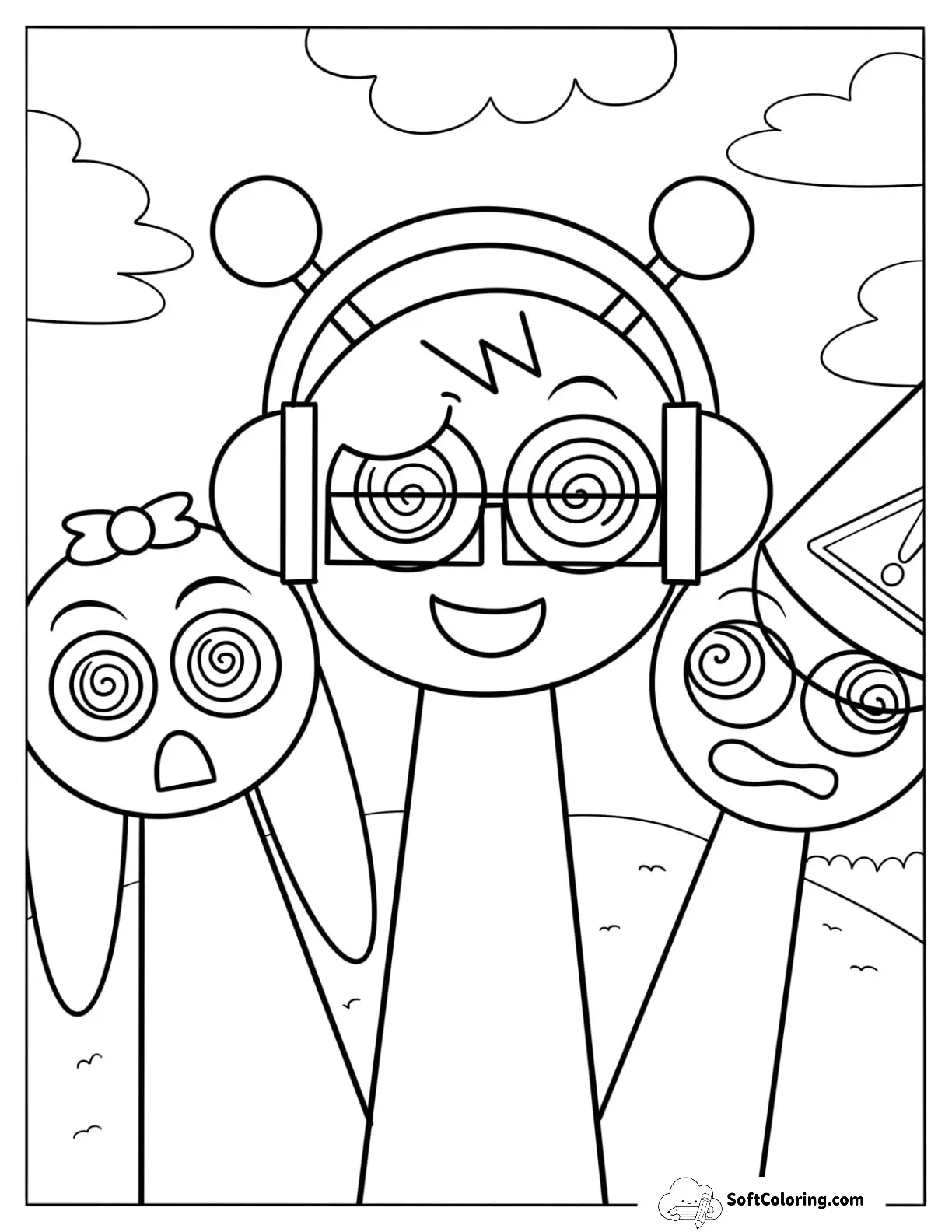 Sprunki Coloring Page Of Mustard And Mayhem With Oren And Brud