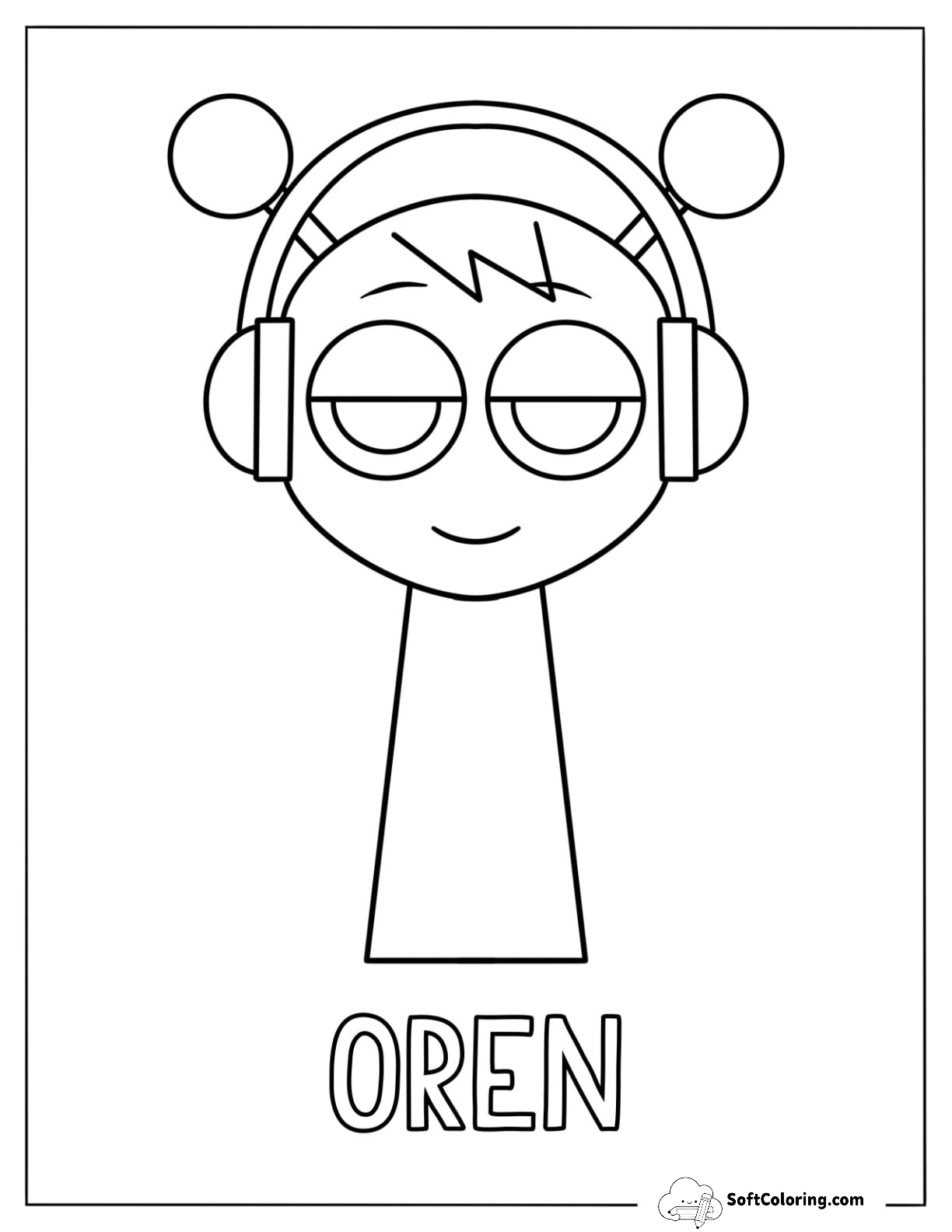 Sprunki Coloring Page Of Oren For Kids