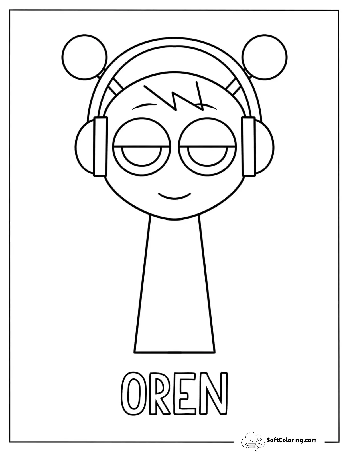 Sprunki Coloring Page Of Oren For Kids