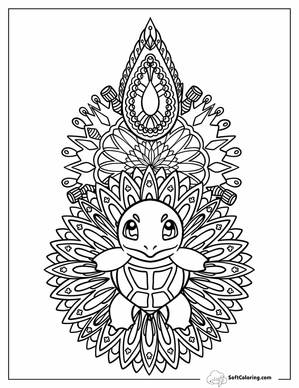 Squirtle Mandala Coloring Sheet For Kids