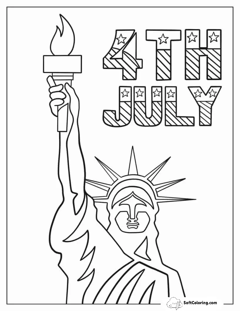 Statue Of Liberty 4Th Of July Coloring Page