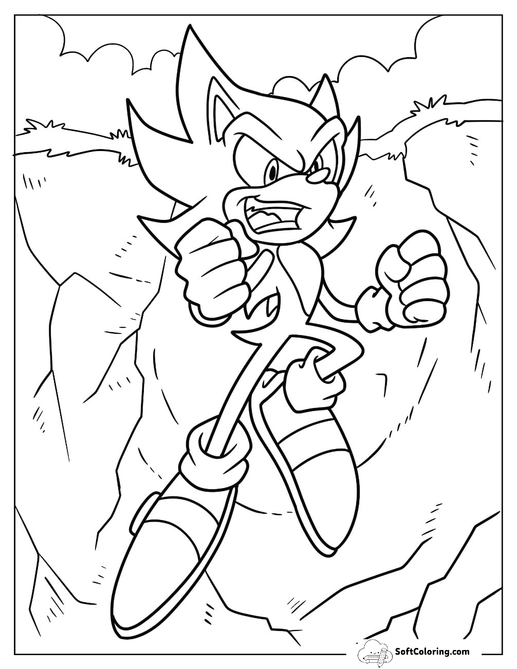 Super Sonic Coloring Page Leaping And Laughing