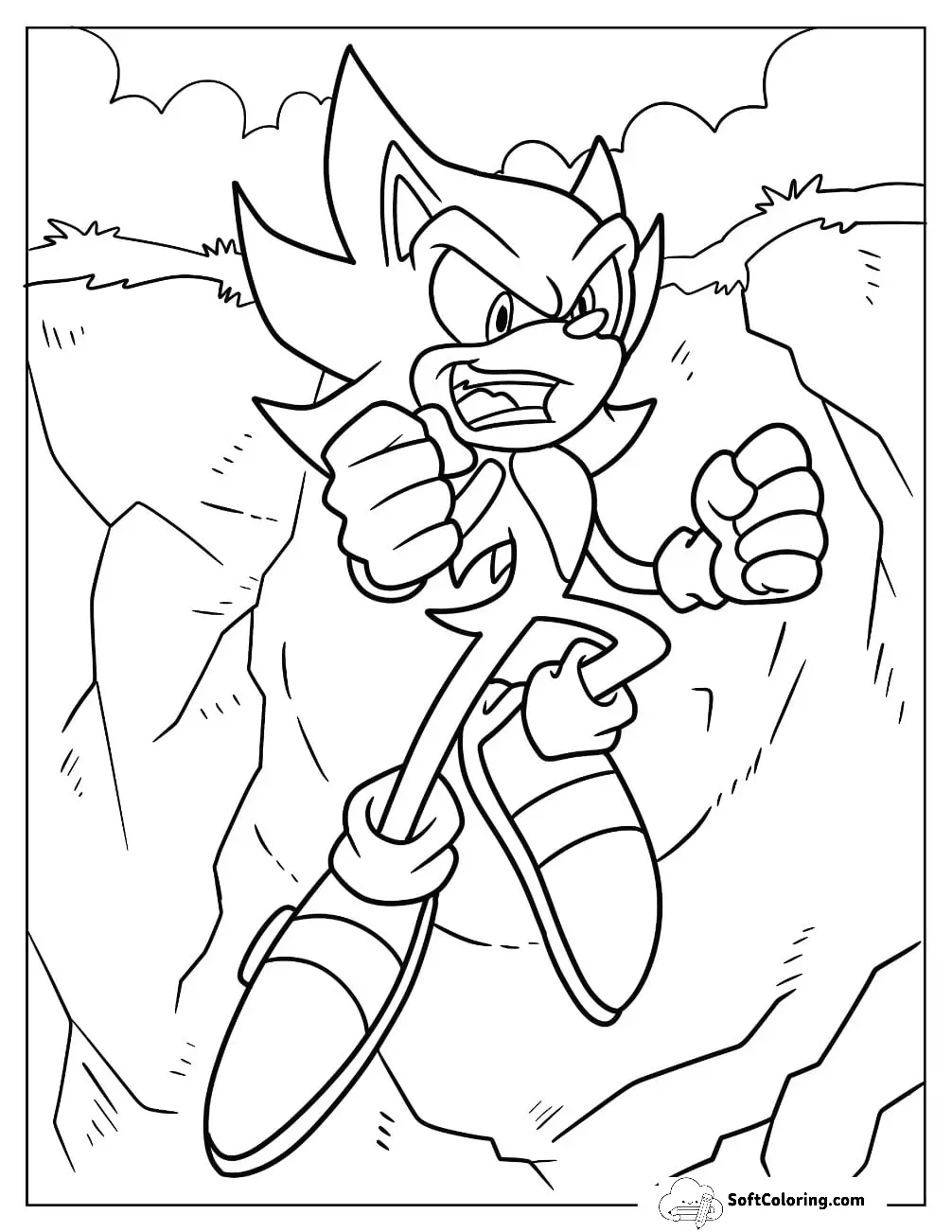 Super Sonic Coloring Page Leaping And Laughing