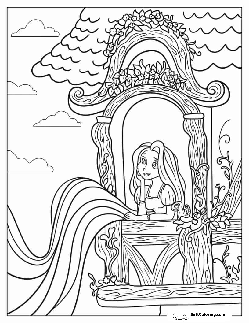Tangled Rapunzel Coloring Page For Kids