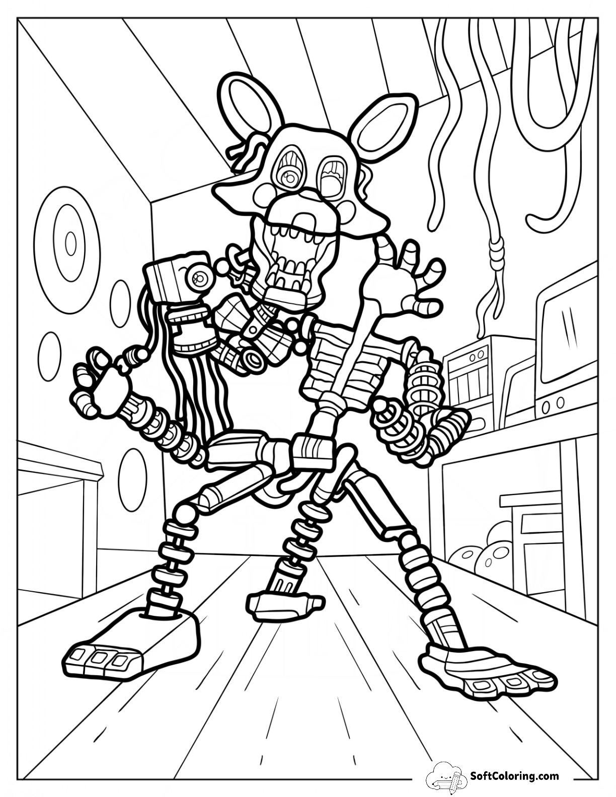 Terrifying Five Nights At Freddy's Coloring Page For Kids