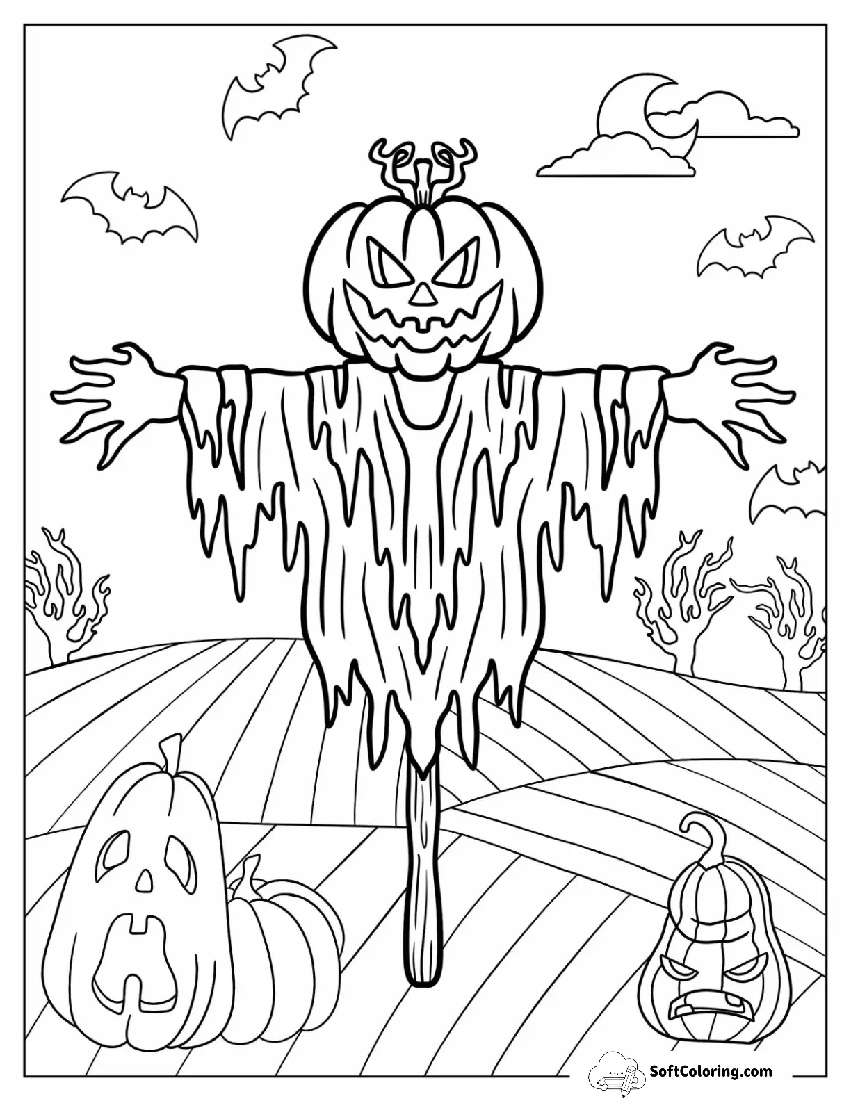 Terrifying Scarecrow With Tattered Clothes