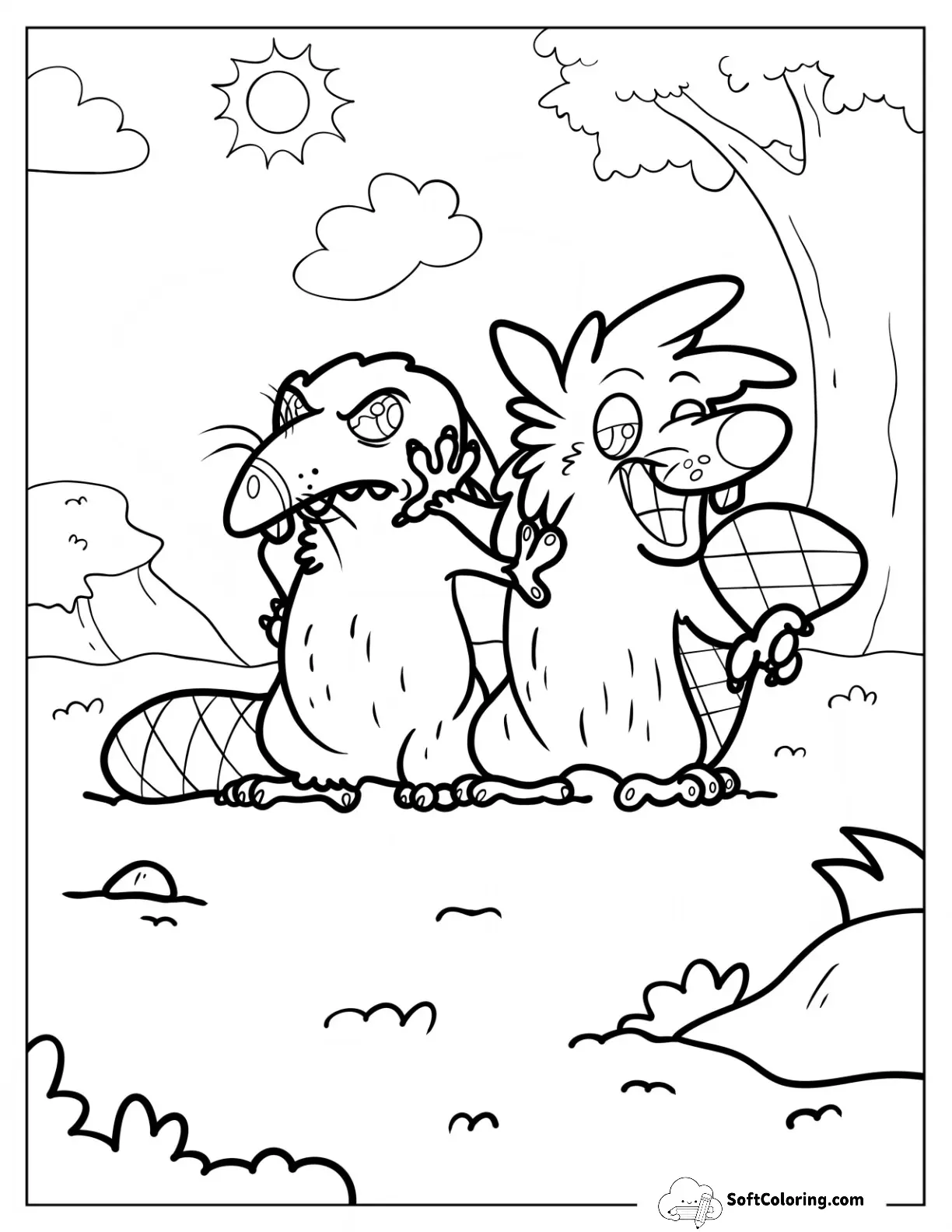 The Angry Beaver Coloring Page Norbert And Daggett