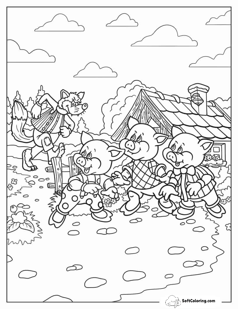 The Three Little Pigs Coloring Sheet
