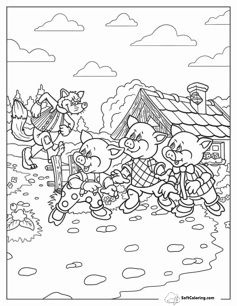 The Three Little Pigs Coloring Sheet