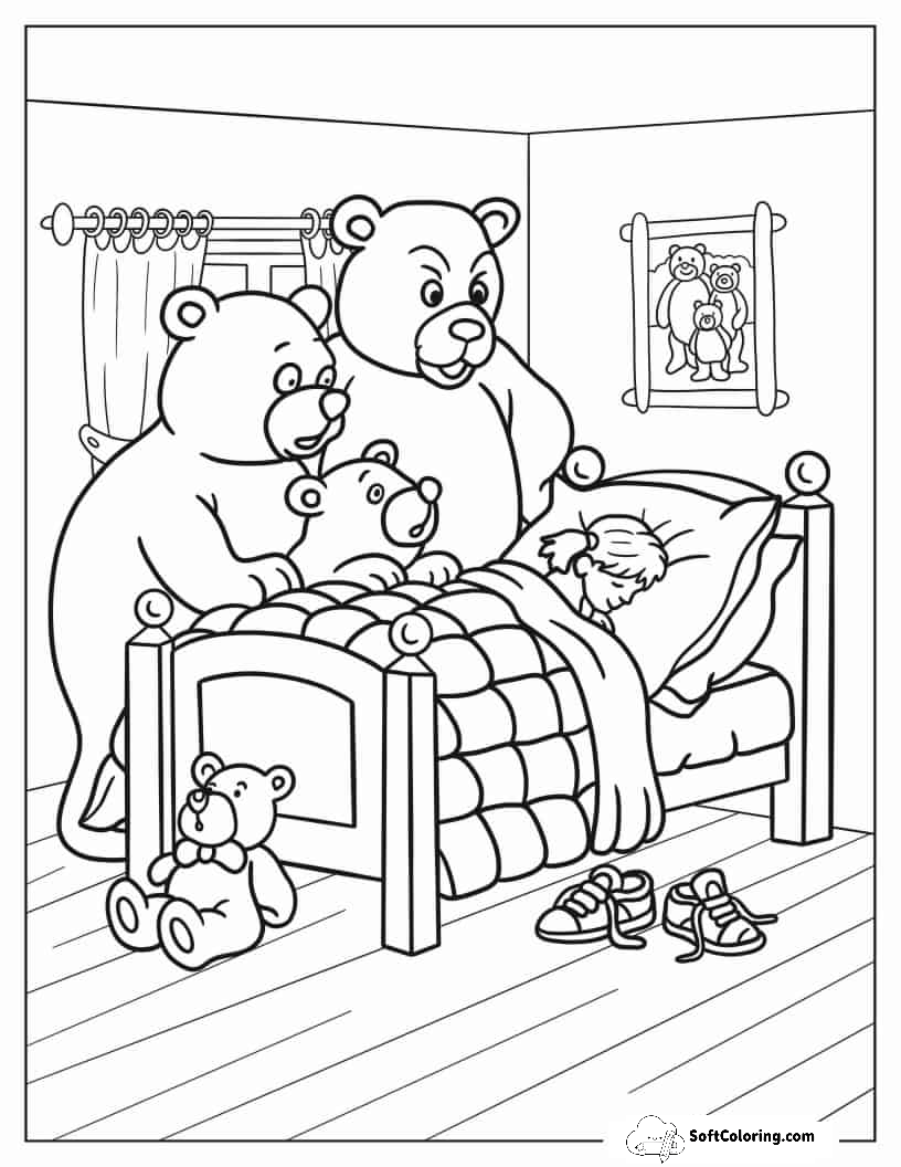 Three Bears Watching Goldilocks Sleeping