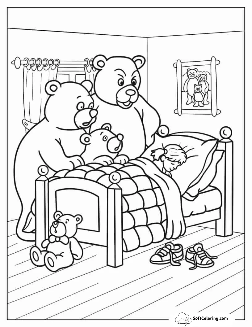 Three Bears Watching Goldilocks Sleeping