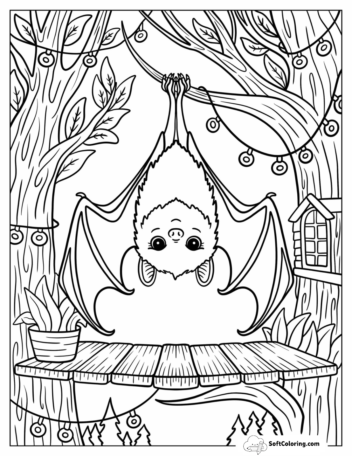 Tiny Bat Hanging Upside Down In A Cozy Cave
