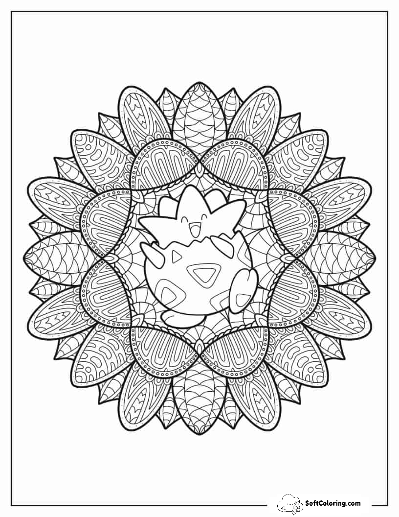Togepi Flower Mandala Coloring Sheet