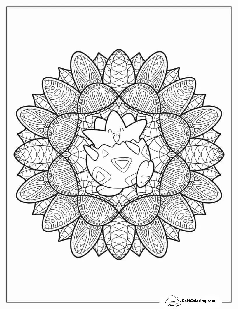 Togepi Flower Mandala Coloring Sheet
