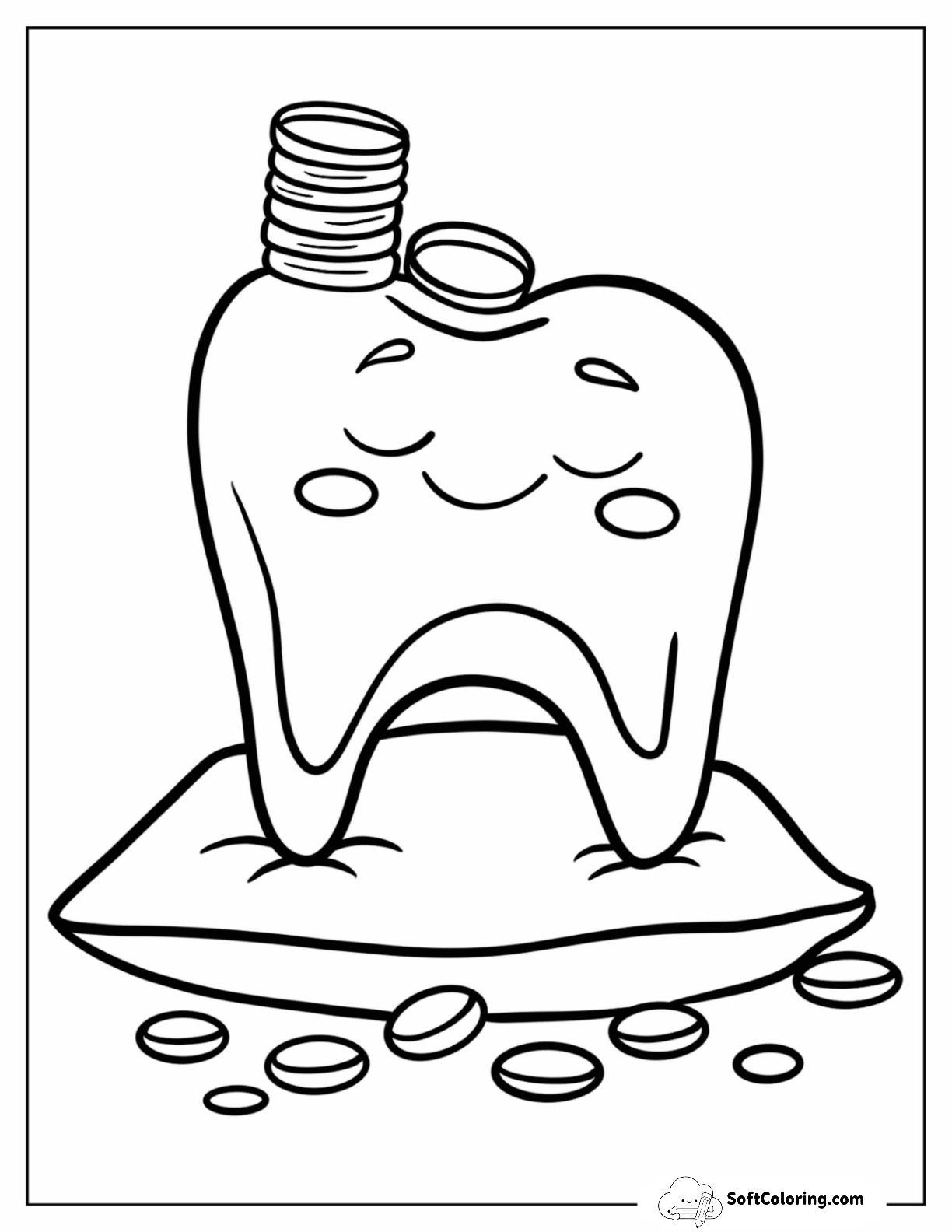 Tooth Fairy Coloring Page With Gold Coins