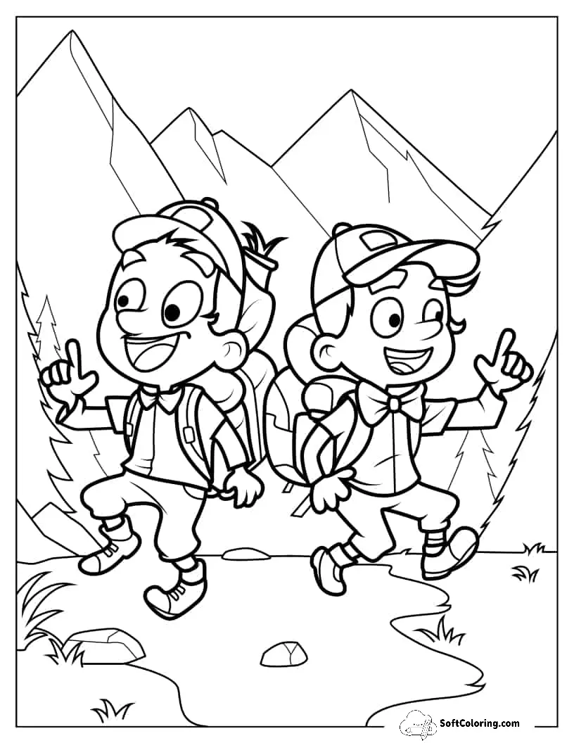 Two Boys Scouts Looking For Camp Site