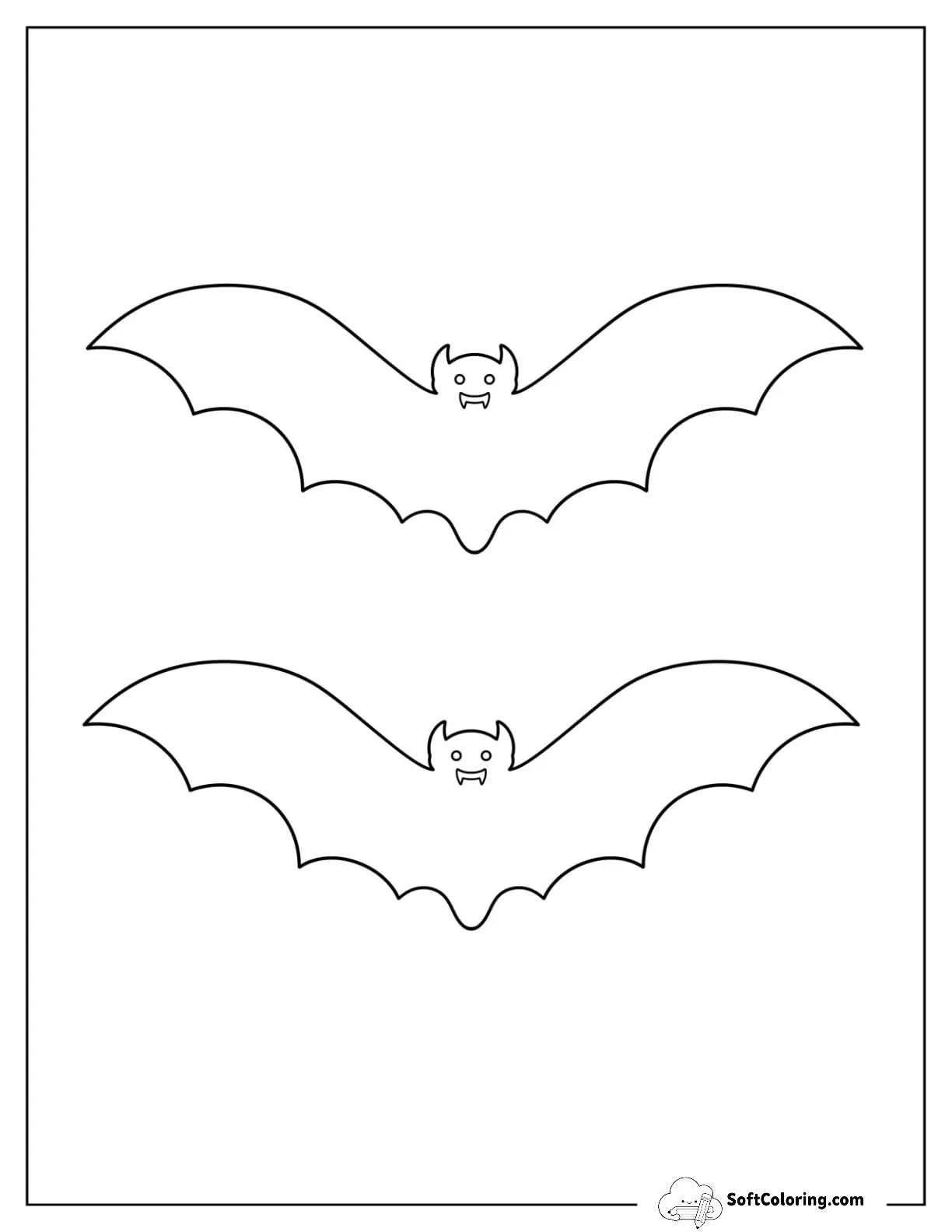 Two Half Page Basic Bat Template For Kids