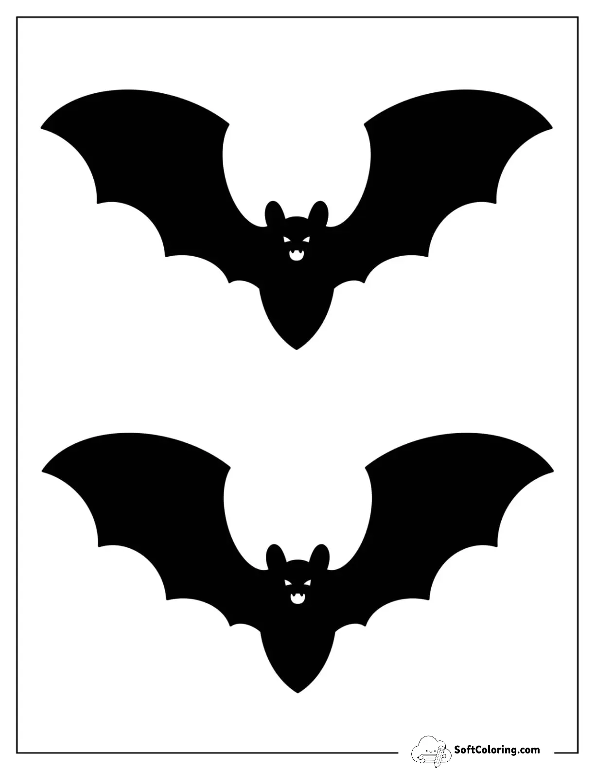 Two Half Page Black Scary Bat Template