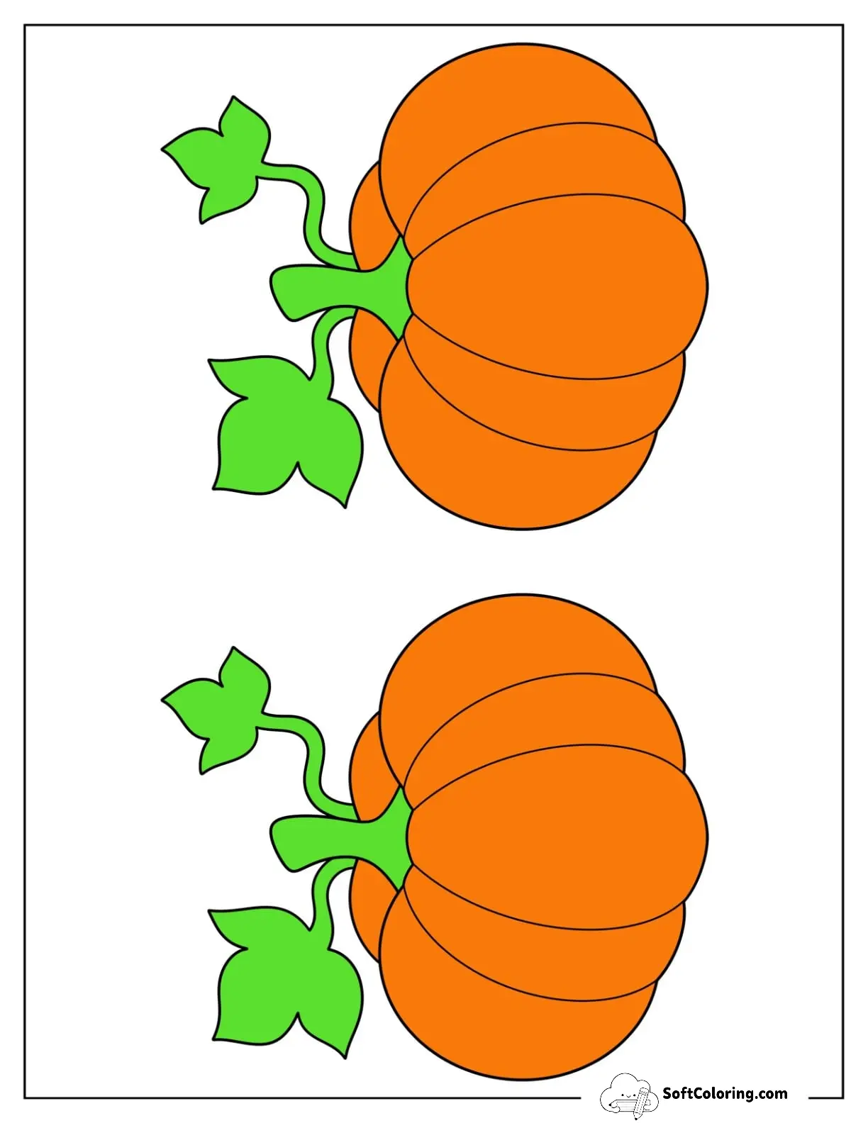 Two Half Page Colored Autumn Pumpkin Template