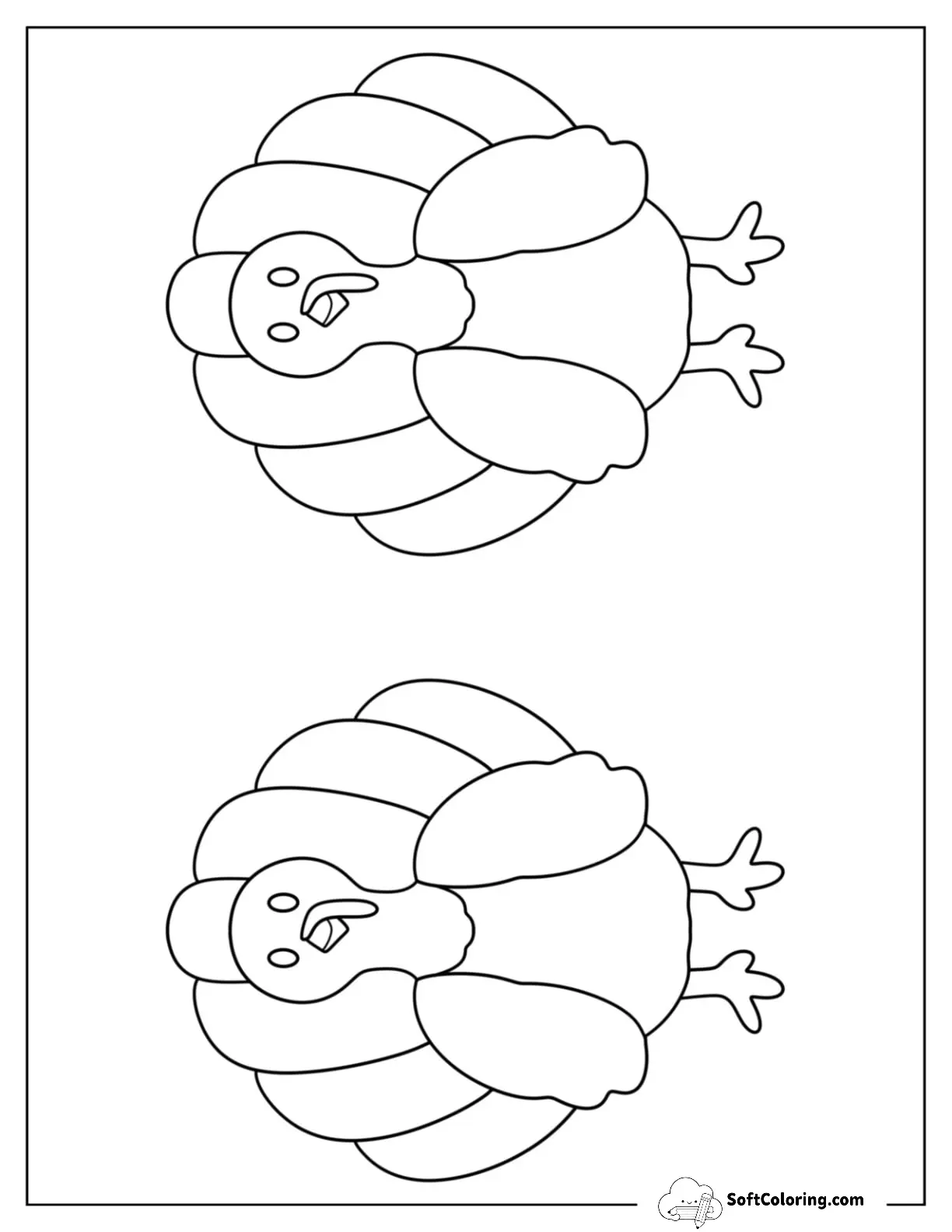 Two Half Page Cute Turkey Template