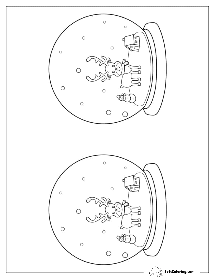 Two Half-Page Rudolph Snow Globe Template