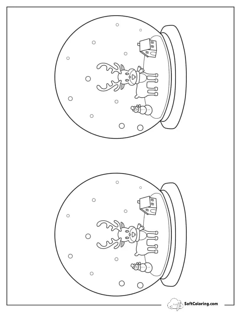 Two Half-Page Rudolph Snow Globe Template