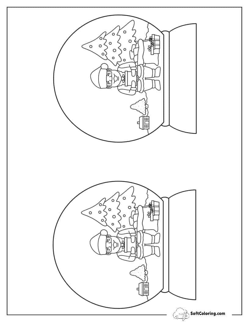 Two Half-Page Santa With Present Snow Globe Template