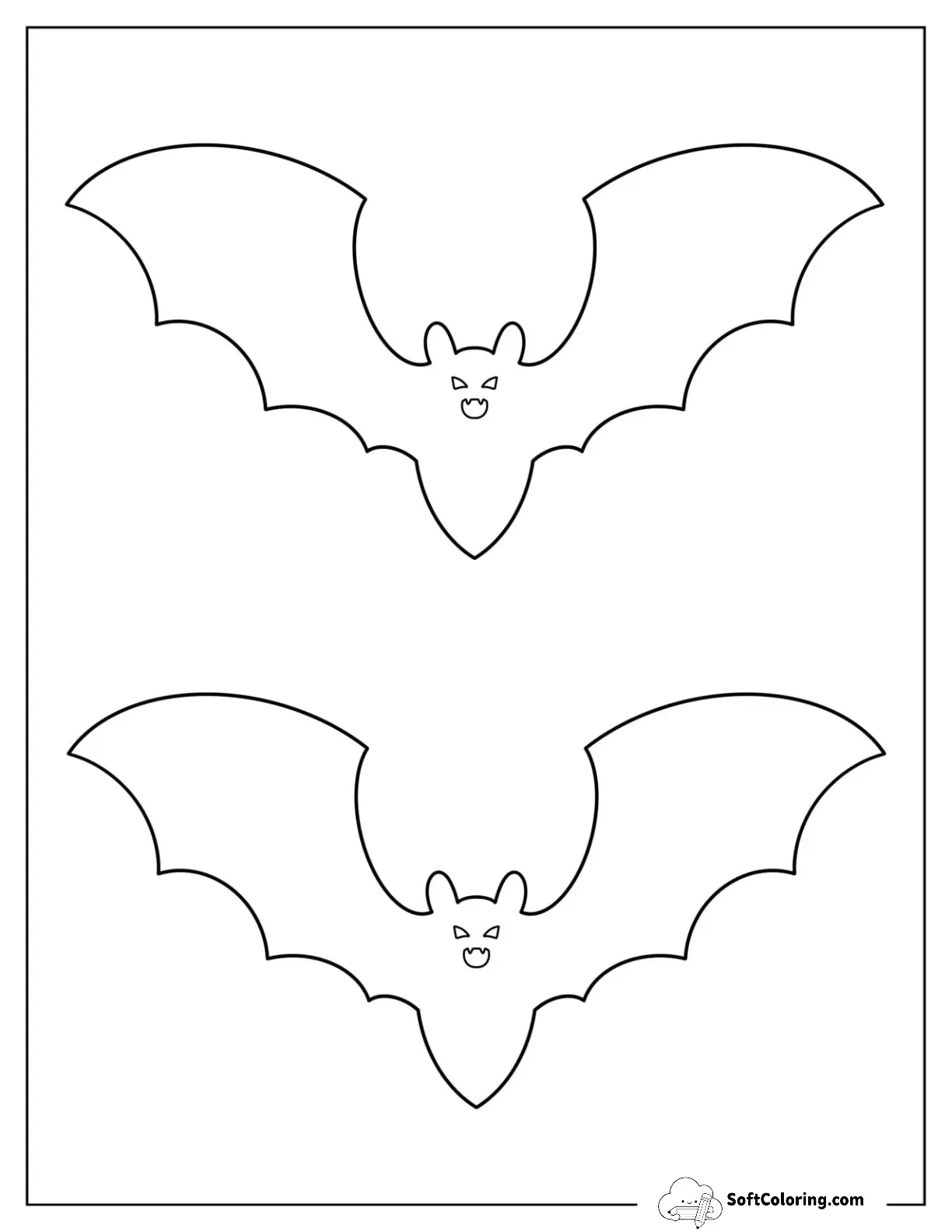Two Half Page Scary Bat Template