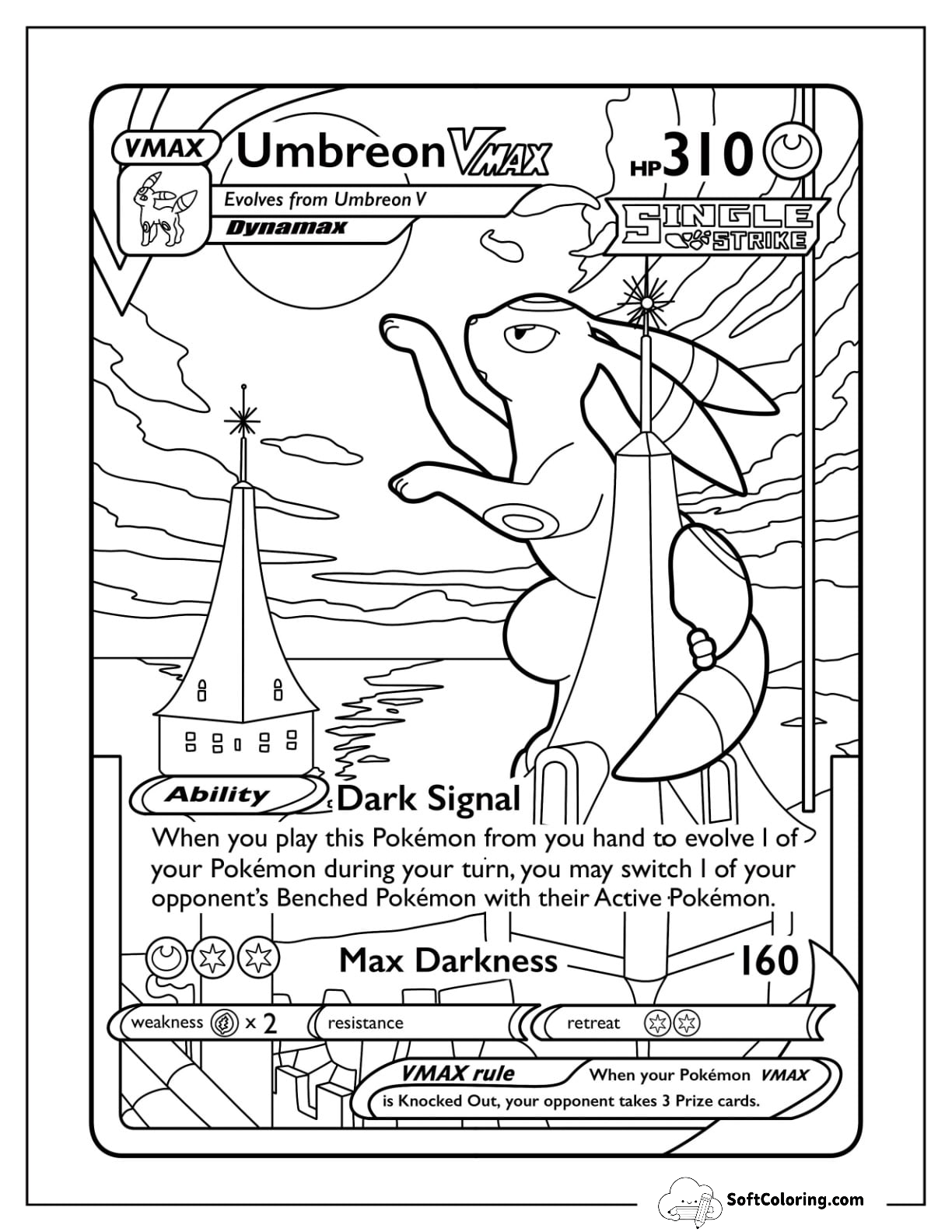 Umbreon Vmax Dark Signal Pokemon Card Coloring Page