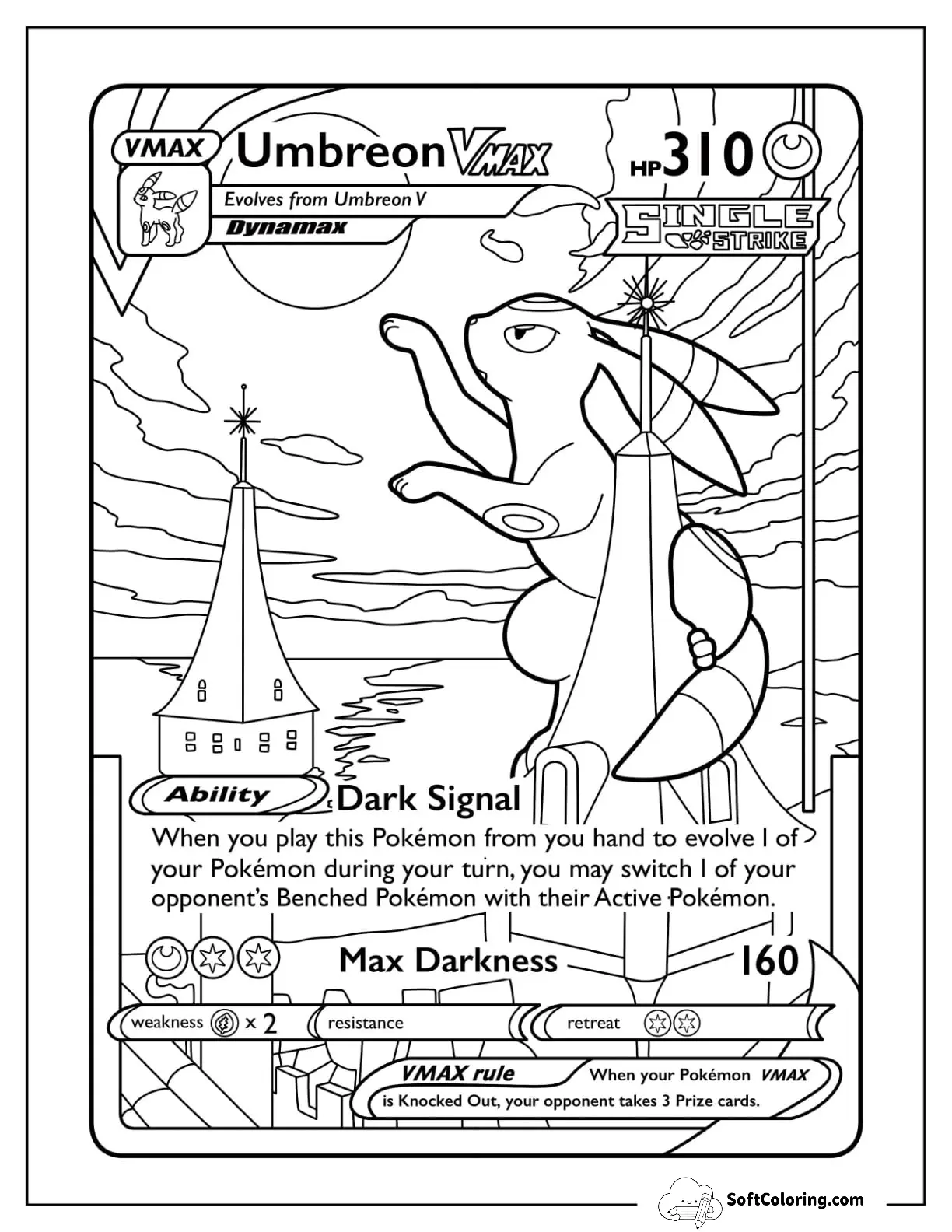 Umbreon Vmax Dark Signal Pokemon Card Coloring Page