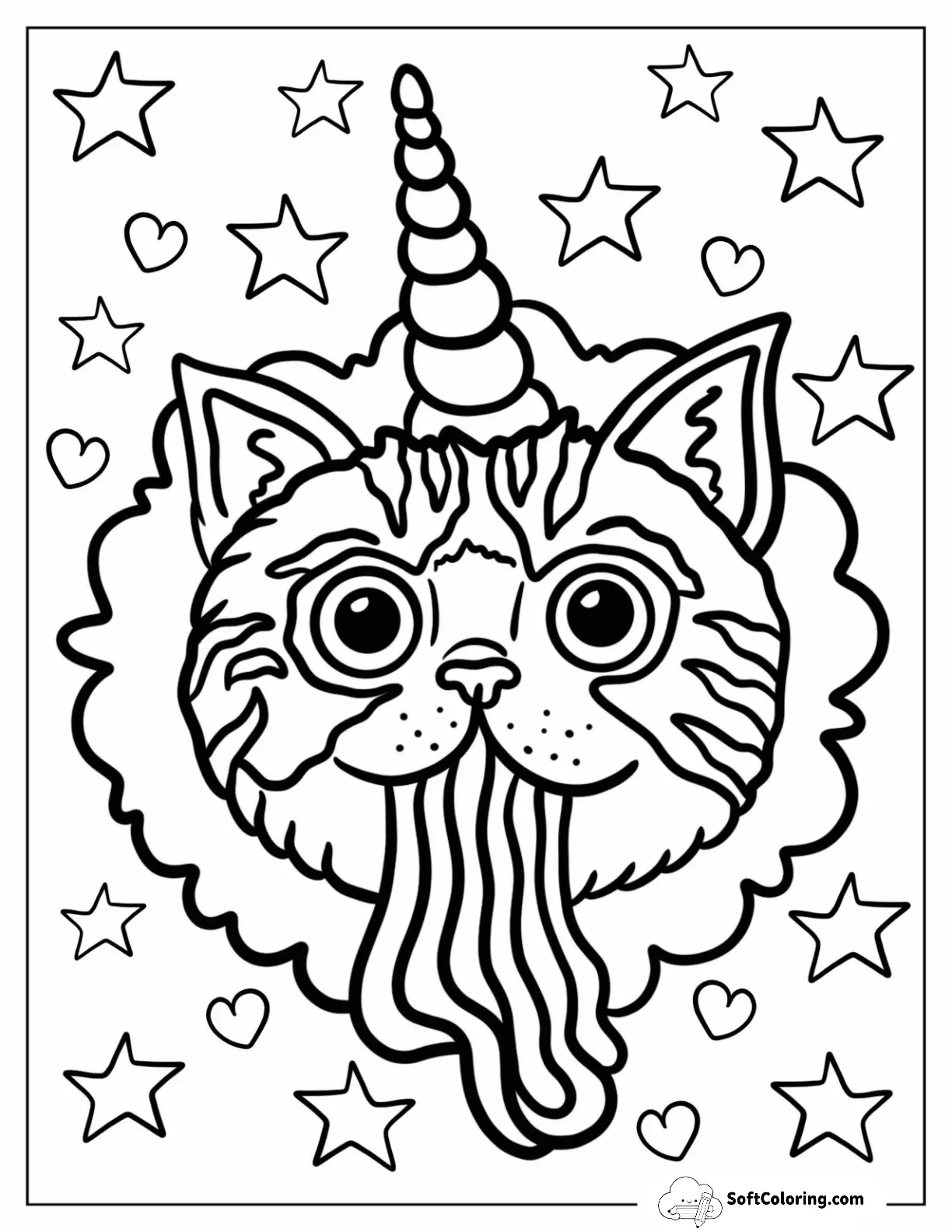 Unicorn Cat Coloring Page Unicorn Cat Vomiting Rainbow
